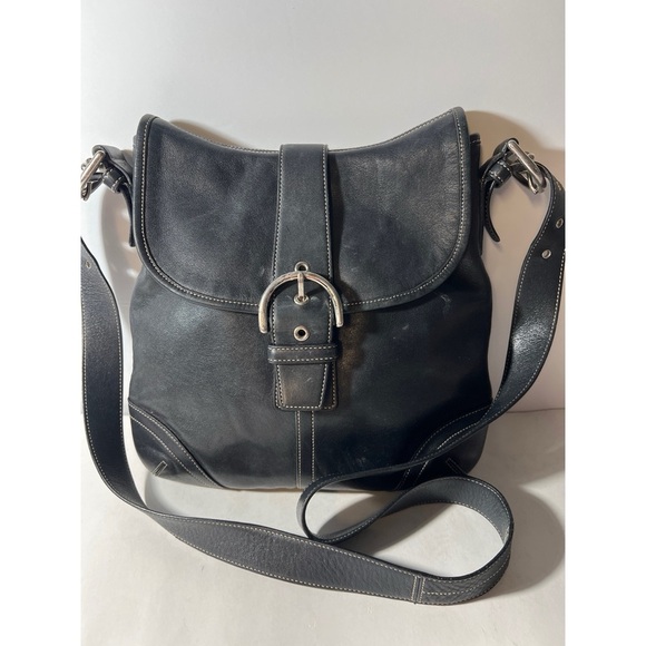 Black Leather Shoulder Bag - Picture 1 of 10